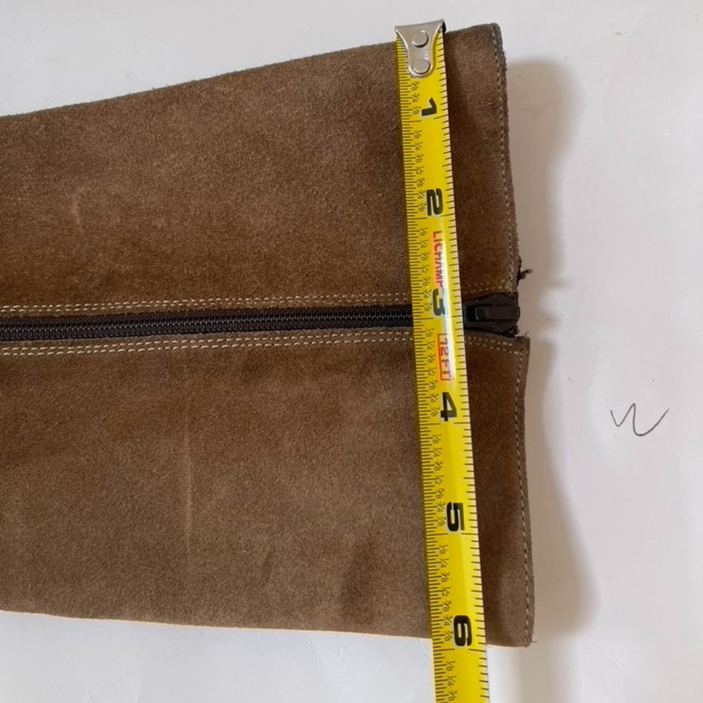 Banana Republic Women's Tan Suede Mid Calif inside Zipper Boots Size 8 - Picture 13 of 15